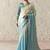 white & sky blue tissue glass saree with blouse