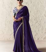 dark purple tissue glass saree with blouse