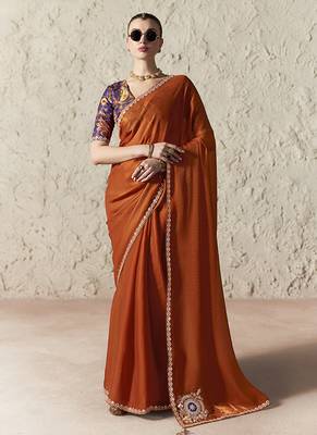 rust tissue glass saree with blouse 1