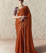 rust tissue glass saree with blouse