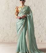 light sky blue tissue glass saree with blouse