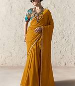 orange tissue glass saree with blouse