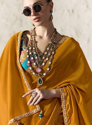 orange tissue glass saree with blouse 2