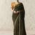 dark mehendi tissue glass saree with blouse