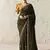 dark mehendi tissue glass saree with blouse