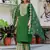 Floral embroidered silk blend round neck kurta trouser & dupatta set