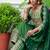 Floral embroidered silk round neck kurta trouser & dupatta set