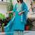 Floral embroidered silk round neck kurta trouser & dupatta set