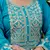Floral embroidered silk round neck kurta trouser & dupatta set