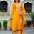 Floral embroidered silk round neck kurta trouser & dupatta set