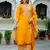 Floral embroidered silk blend round neck kurta trouser & dupatta set
