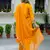 Floral embroidered silk round neck kurta trouser & dupatta set