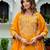 Floral embroidered silk round neck kurta trouser & dupatta set