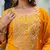 Floral embroidered silk round neck kurta trouser & dupatta set