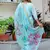 Floral embroidered silk round neck kurta trouser & dupatta set