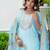 Floral embroidered silk round neck kurta trouser & dupatta set