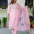 Floral embroidered silk blend round neck kurta trouser & dupatta set