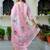Floral embroidered silk round neck kurta trouser & dupatta set