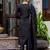 Floral embroidered silk round neck kurta trouser & dupatta set