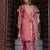 Floral embroidered silk round neck kurta trouser & dupatta set