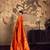 ORANGE weaving silk blend saree 