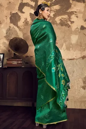  GREEN weaving silk blend saree 