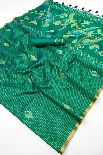  GREEN weaving silk blend saree 