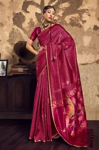  WINE weaving silk blend saree 