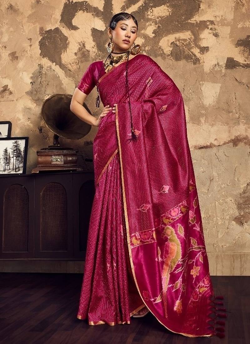  WINE weaving silk blend saree 
