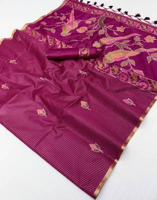  WINE weaving silk blend saree  3