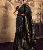 BLACK  weaving silk blend saree 