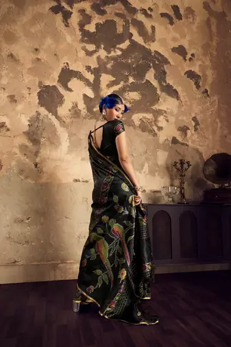 BLACK  weaving silk blend saree 
