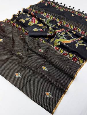 BLACK weaving silk blend saree  3