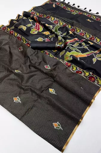 BLACK  weaving silk blend saree 