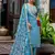Floral embroidered silk round neck kurta trouser & dupatta set