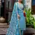 Floral embroidered silk blend round neck kurta trouser & dupatta set
