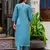 Floral embroidered silk round neck kurta trouser & dupatta set