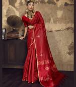  MAROON weaving silk blend saree 