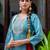 Floral embroidered silk round neck kurta trouser & dupatta set