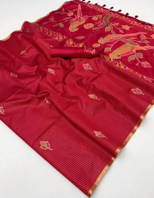  MAROON weaving silk blend saree  3