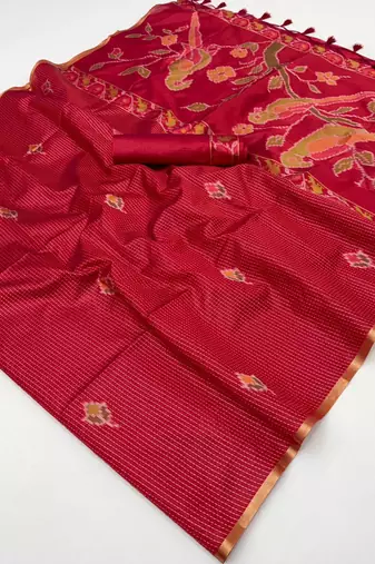  MAROON weaving silk blend saree 