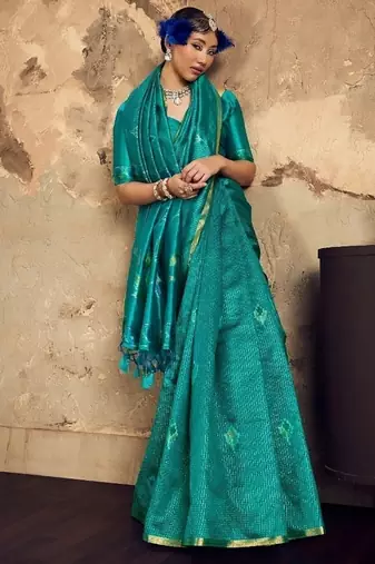  SKYBLUE weaving silk blend saree 