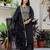 Floral embroidered silk round neck kurta trouser & dupatta set
