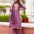 Floral embroidered silk round neck kurta trouser & dupatta set