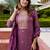 Floral embroidered silk round neck kurta trouser & dupatta set