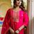 Floral embroidered silk round neck kurta trouser & dupatta set