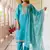 Floral embroidered silk blend round neck kurta trouser & dupatta set