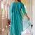 Floral embroidered silk round neck kurta trouser & dupatta set