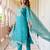 Floral embroidered silk round neck kurta trouser & dupatta set