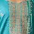Floral embroidered silk round neck kurta trouser & dupatta set